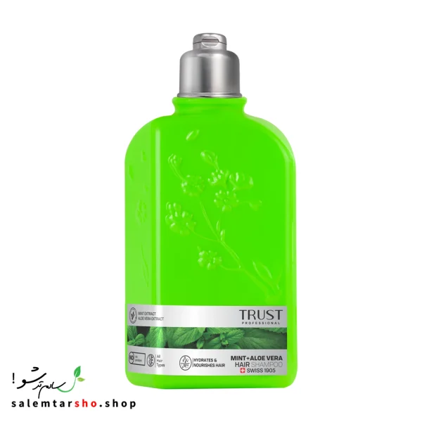 شامپو نعناع و آلوئه‌ورا برای سلامت پوست سر و رفع خارش و خشکی.