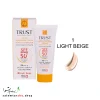 کرم ضد آفتاب رنگی و ضد پیری بژ روشن تراست با SPF50+ برای محافظت، آبرسانی و کاهش التهاب پوست