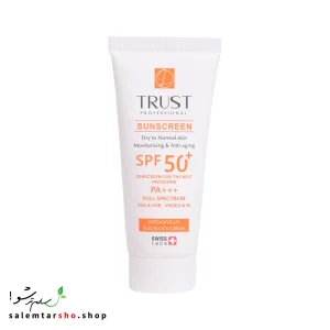 کرم ضد آفتاب و ضد پیری تراست با SPF50+ برای محافظت، آبرسانی و ضد پیری پوست خشک و نرمال